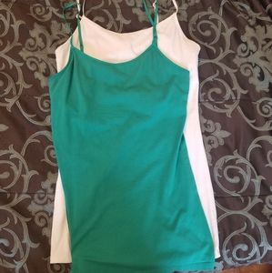 Walmart white and teal camisoles